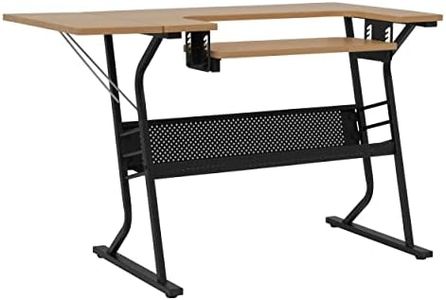 Sewing Online Small Sewing Table, Maple Top with Black Legs - Sewing Machine Table with Adjustable Platform, Drop Leaf Extension, & Storage Shelf | Quilting Table/Computer Desk - 13368