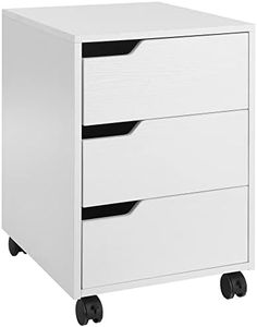 HOMCOM 3 Drawer File Cabinet, Mobile Vertical Filing Cabinet with Wheels, Office Storage Organizer, White