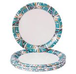 Serve n Style-Melamine Dinner Plates. Round Full Serving Plate Set. Microwave Safe. for Breakfast, Snacks, Lunch (Blue & White -11 Inchs) - 6 Pieces