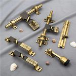 Alley Aluminium Single Door Fittings Set | Hardware Accessories Kit, Brass Antique Finish | 1 Big Aldrop 10'',2 Handles 6'',1 Latch 7'',1 Stopper 6