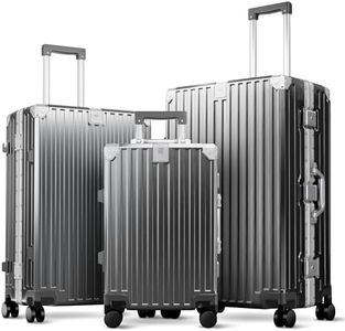 ALPHA CAMP 3 Piece Luggage Sets With Layer Dual Aluminum Frame,TSA Spinner Wheels, 3-Layer PC Hardside Carry on and Checked Hardside Zipperless Suitcase Sets,Type-C USB Charging Port,Cup Holder