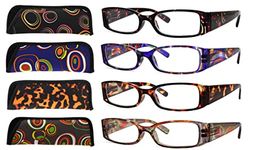 Eyekepper 4-Pack Beautiful Colors Spring Hinge Rectangular Reading Glasses +3.00