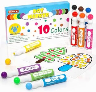 Shuttle Art 10 Couleurs Dot Marqueur à Point Lavable, Non Toxique, Dot Marker pour Enfants Education Précoce, Bingo Dabber pour Création avec 1 Livre de Coloriage