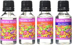 Cupcake World Food Flavourings Cherry/Strawberry/BlackBerry/Raspberry Bottles 28.5 ml (Pack of 4)