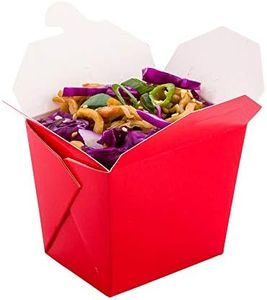 Restaurantware Bio Tek 8 Ounce Noodle Take Out Boxes 25 Disposable Food To Go Boxes - Tab-Lock Stackable Red Paper Take Home Boxes Greaseproof For Restaurants Catering And Parties