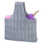 Teamoy Knitting Tote Bag, Travel Project Wrist Bag for knitting Needles(up to 14 Inches), Yarn and Crochet Supplies, Lightweight, Multipurpose, Perfect Size for Knitting on The Go-Large, Arrow