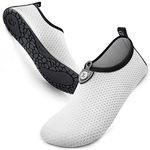 SIMARI Water Shoes Womens Mens Barefoot Unisex Aqua Socks Slip-on for Indoor Outdoor Snorkeling SWS002, Circle Dot White, 13.5-14.5 Women/12.5-13.5 Men