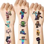 AOOWU Temporary Tattoo for Kids, 8 Sheets My World Kids Tattoos Sticker, Waterproof Fake Tattoo Set, Childrens Cartoon Stickers Stick on Tattoo for Boys Girls Birthday Party Bag Filler