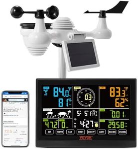 VEVOR Profi WLAN-Wetterstation 7-in-1 solarbetrieben Wettercenter 7,5-Zoll-Display 150m Übertragungsreichweite Außensensor für Windgeschwindigkeit Windrichtung Temperatur Luftfeuchtigkeit Niederschlag