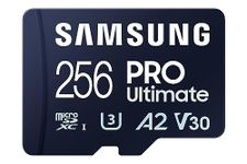 SAMSUNG PRO Ultimate microSD Memory Card + Adapter, 256GB microSDXC, Up to 200 MB/s, 4K UHD, UHS-I, Class 10, U3,V30, A2 for GoPRO Action Cam, DJI Drone, Gaming, Phones, Tablets, MB-MY256SA/AM