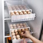 Egg Holder for Refrigerator, 30 Grid Large Capacity Storage Container for Refrigerator, Drawer Type Egg Carrier Box Egg Tray Egg Fresh Storage Box for Kitchen