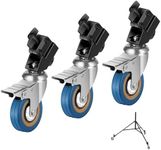 NEEWER Professional Swivel Caster Wheel Set, 3 Pack Nonslip 360° Rotation Rubber Wheel with Durable Iron Construction Foot Brake Lock Only for Heavy Duty Light Stand with ø0.9/22mm Legs, ST001