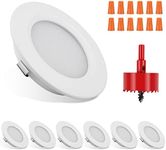 RVZONE RV Boat Recessed Ceiling Light | 6 Pack 12 Volt LED Lights Super Slim LED Panel Light with Hole Puncher DC 12V 3W Full Aluminum Downlights (White Light)