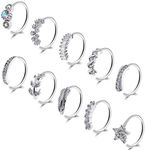 Yolev 10Pcs Nose Rings Hoops Silver