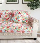 ishro home Premium Sofa Cover 3 Seater Protecter with 2 Handle Covers – Soft European Standard Fabric, Frill Design, Machine Washable | (Sun Garden, 3 Seater)