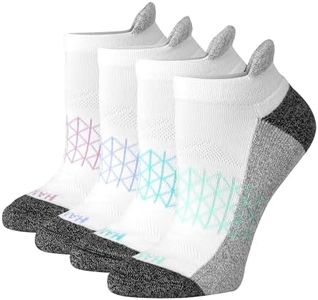 Hanes Cushioned Tab, Absolute Active No Show Socks for Women, 4-Pairs, White-4 Pack, 5-9