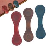 Magnetic Leather Bookmarks,3 PCS Personalized Vintage Bookmarks for Reading Book Accessories Page Markers Convenient Book Mark Clip Gift for Book Lover Readers Men Women Student (Red+Navy blue+Coffee)