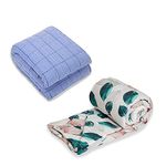 House of Charu |All Season Blanket | Blue Striped - Sherpa Weighted Blanket | Cotton Material Filled with High Density Glass Beads | Blanket with Leaf Print Cover |Anxiety Blanket | Standard Size (50" x 75")