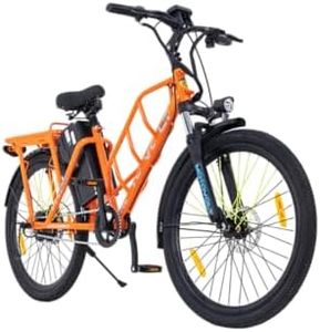 Motovolt HUM Electric Cycle - Standard | 45 Km Range | 250W 36V BLDC Motor | Removable Battery - 6Ah Lithium-ion | 120 Kg Load Capacity | Dual Suspension | 26” Tyres | Orange