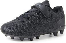 BomKinta Kid's FG Soccer Cleats Athletic Outdoor Soccer Shoes Black Size 4 M US Big Kid