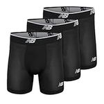 New Balance Men's Mesh 5" No Fly Boxer Brief, Athletic Compression Underwear (3 Pack), Black/Black/Black, Medium