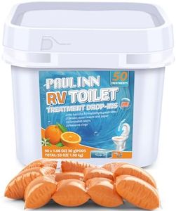 PAULINN RV Toilet Treatment Drop Ins, 50 Packs Septic Tank Treatment Pods Holding Tank Deodorizer for RV Black & Grey Water Tank Camper Marine Boat Camping, Orange