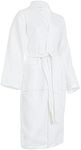 Brandsseller Bathrobe for Men and Women Cotton Unisex Lightweight Dressing Gown Waffle Pique, White, S