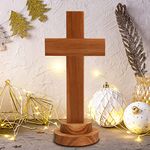 Attivolife Handmade Wood Cross, Crafted Table Wall Altar Corss - Zingana Wooden Art Decor - Perfect Religious Christians Catholic Jesus Christian Gift for Church Home Room(5.5 Inch)