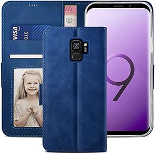 YATWIN Cover Samsung Galaxy S9, Flip Custodia Portafoglio in Pelle Premium Slot, Interno TPU Antiurto, Supporto Stand, Stile Libro e Chiusura Magnetica Folio Caso per Samsung Galaxy S9 - Blu