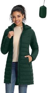 ZMC Packable Women Puffer Coat, Lightweight Water-Resistant Puffer Jacket Detachable Hood Slim-Fit Winter Coat for Women(green,S)