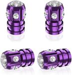 QUARKACE Tire Valve Caps, Bling Valve Stem Caps with Sparkly Rhinestones, Tire Caps 4 Pack for Cars SUVs Trucks Motorcycles Bikes, Anti-Fading Coating, Corrosion Resistant, Air Leakproof - Purple