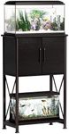 Herture 5-10 Gallon Fish Tank Stand, Metal Double Aquarium Stand with Cabinet for Fish Tank Accessories Storage, Heavy Duty 20.5" L* 11.02" W Tabletop, 500LBS Capacity Black PG06YGB