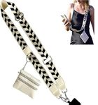 KHOLAD Phone Wrist Strap with Zipped Pouch Clip & Go Strap for Mobile with Leather Wallet Crossbody Adjustable Buckle Chain Lanyard - Comfortable & Durable Accessory for Stylish Women (BLACK & CREAM)