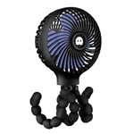 TRELC Mini Handheld Stroller Fan, Personal Portable Baby Fan with Flexible Tripod, 2024 Upgraded Version, Gift for Children, Rechargeable Fan for Office Room Car Traveling BBQ Gym Fan (Black)