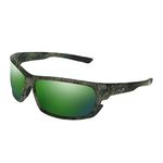 HUK Unisex's, Polarized Lens Eyewear with Performance Frames, Fishing, Sports & Outdoors Sunglasses, (Challenge) Green Mirror/Southern Tier Subphantis, Medium