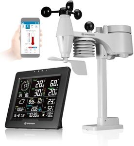 Bresser WLAN Wetterstation 8-in-1 mit Außensensor, WBGT-Hitzestress-Index, UV, Regen, Wind, Licht, WLAN, App-Steuerung, Raumklima, Wecker, Frostwarnung, schwarz