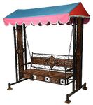 UA URBAN ART Wood Urban Art Store Swing/Jhula For Home & Garden 3 Seater With Canopy Roof & Stands Weght Capacity 400Kg+ (Smlbrf-003), 17 Inch