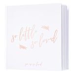 Calculs Baby Shower Picture Book Polaroid 'so little so loved' Party Guest Book Babies Scrapbook, White Cover, Rose Gold Foil Stamping, Blank White Pages