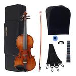 PERLMAN Classic Full Size 4/4 Violin With 1 Brazil Wood Bow, Rosin, Hard Case, 1 Fingerboard Sticker, 1 Violin Mute (PM 90)