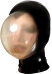 latex mask Hood Seamless breath control hood Breath play Suffocating gummy rubber (Black, XL)