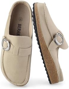 BERANMEY Casual Women's Memory Foam Cloud Mules & Clogs Slip-On with Non-Slip Sole Indoor/Outdoor Comfort Supportive Cork Sole for Women Men Khaki Size 9.5 Medium