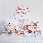 Happy Bunnies at The tulip farm Bunny Cutout Decor| Cartoon Hand Painted Standee Foam Board Pack of 32pcs|Customzied Baby Shower Birtday Table Decor |Party Backdrop Photo Booth (Tulip Bunny Set)