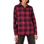 Amazon Essentials Women's Classic-Fit Long-Sleeve Lightweight Plaid Flannel Shirt, Black Pink Chelsea Tartan, XL