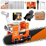 Chainsaw Sharpener Jig Kit, Portable Universal Chain Saw Sharpener Tool with 10PCS Burrs Carry Bag, Filador De Motosierra, Manual Hand Crank Chainsaw Blade Sharpening Attachment for 4"-22" Chain Saws