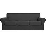 Easy-Going 4 Pieces Couch Covers for 3 Cushion Couch Stretch Sofa Slipcover Proof Fitted Furniture Protector Spandex Sofa Cover Washable Furniture Protector for Pets, Kids (Large, Dark Gray)