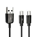 CERRXIAN USB Type C Splitter Charging Cable,1ft 2 in 1 Multi Charging Cable, USB A to 2 x USB Type C Y Splitter Data Snyc Cord(0.3m-2USB C, Black)