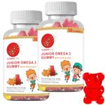 Junior Omega 3 Fish Oil Gummies with EPA & DHA, Strawberry Flavour for Kids, Children, and Adults – 60 Gummies (Pack of 2 Bottles)