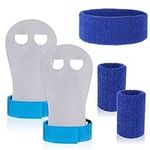 XINRUI 5Pcs Sports Gymnastics Grips Wristbands, Gymnastics Hand Grips Wristbands Sets with Blue Sweatbands Athletic Gymnastics Bar Grips Gymnastics Gloves for Girls Boys Kids Youth