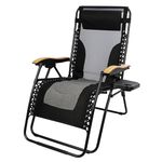 LANMOUNTAIN Oversized Zero Gravity Chairs,Foldable Recliner,Mesh Back,Wide Armrest, Adjustable Pillows,Patio Chairs with Cup Holder,Lawn Lounge Chairs for Outside,Support 450lbs,Black & Gray