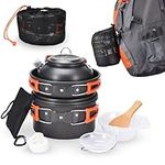 Outlery Camping Cookware Set - 6.7" Durable Camping Pots and Pans for Outdoor Backpacking, Hiking, and Picnic - Lightweight and Easy to Clean Cooking Equipment - Camp Essential for Open Fire Cooking